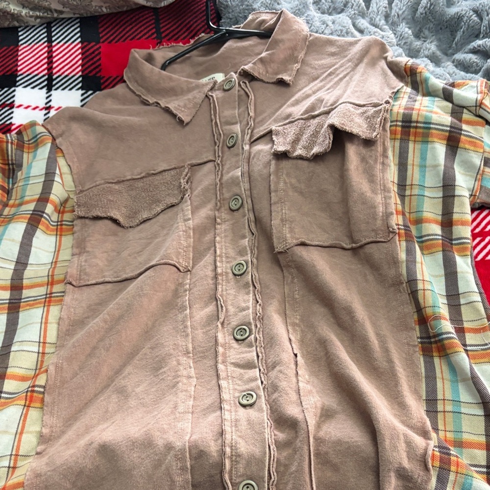 Casual Brown Button Down Shirt for Women